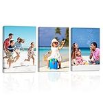 LZIMU Custom Canvas Prints with Your Photos 3 Piece 5"x7" Personalised Your Pictures on Canvas Wall Art Customised Gifts Ready to Hang (Framed, 5"x7"x3)