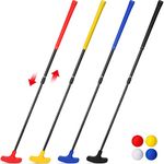 Hiboom 4 Pack Golf Putters for Men and Women Two Way Mini Golf Putter with 4 Golf Balls Adjustable Length Kids Putter Bulk for Right or Left Handed Golfers for Children Teenager Junior (Multicolor)