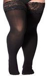 Plus Size Thigh High Stockings Womens 55D Semi Sheer Silicone Lace Top Stay Up Lingerie Thigh Highs Pantyhose