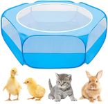 UWE Small Animal Playpen, Chicken Brooder Box with Cover Top, Portable Outdoor Exercise Pet Cage Tent, Waterproof Breathable Pet playpen Indoor for Chick Ktiien Bunny Hamster Guinea Pig, Blue