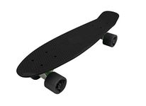 Vinsani Retro Cruiser Plastic Skateboard 22" X 6" Black Deck with Black Solid Coloured Wheels