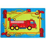 Mybecca Kids Rug Junior FIRE Fighting Truck Playtime Area Rug 5ft X 8ft for Nursery and Playroom