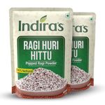 Indira's Ragi Huri Hittu, Tasty Popped Ragi Flour (400g x 2), Sugar Free Ragi Malt Mix, Instant Ragi Porridge Mix, Laddu Mix, Roasted Finger Millet Powder, Atta, Taidalu, Nachni, Mandua
