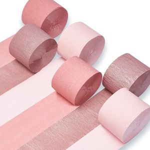 PartyWoo Crepe Paper Streamers 6 Rolls 492ft, Metallic Rose Gold, Pink, Dusty Pink, for Birthday Decorations, Bride to Be Party Decorations, Bachelorette Party Decorations (1.8 Inch x 82 Ft/Roll)