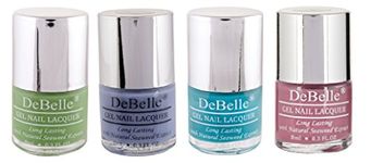 DeBelle Natural Nail Polish Combo Kit of 4, Pastel Green(Mystique Green),Turquoise Blue(Royale Cocktail),Purple(Blueberry Bliss),Light Majenta(Laura Aura),32 ml(8 ml Each)