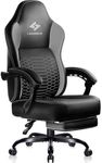 LEMBERI Big and Tall Gaming Chair 400lb Weight Capacity,Gamer Chairs for Adults,Video Game Chair wth Footrest,Racing Style Computer Gamer Chair with Headrest and Lumbar Support (Gray)