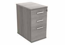 Office Hippo Essentials Heavy Duty Storage Pedestal Unit, File Cabinet Featuring 3 Lockable Drawers, Suitable For Commercial Office, Home And Classroom, Alaskan Grey Oak, 60D x 40.4W x 73Hcm