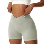 Vertvie Seamless Workout Shorts for Women V High Waist Gym Biker Shorts Tummy Control Booty Yoga Running Butt Lift Cycling Shorts Mint Green S