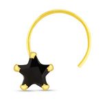 GEHLOT ; OneStep Towards Online Star 14karat Yellow Gold Nose Pin | Wire Taar String Stud Diamond Piercing Nose Stud | For Women and Girls - Black
