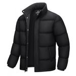 MAGCOMSEN Mens Down Jackets Full Zip Puffer Jacket Water Resistant Bubble Coat Windproof Thermal Jacket Casual Black M