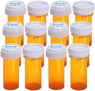 Plastic Empty Pill Bottles with Double Use (Child Resistant & Easy Open) Caps - Medicine Container Pill Organizers (8 Dram, 12pcs)