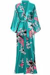 BABEYOND Women's Kimono Robe Long Robes with Peacock and Blossoms Printed Kimono Nightgown 53 inches Long