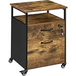 Yaheetech Mobile Filing Cabinet,Wood File Cabinet with 2 Drawers, Rolling File Cabinet,Mobile Office Cabinet on Wheels for Home and Office, Black/Rustic Brown