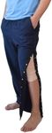 Inspired Comforts Men's/Unisex Tearaway Post Surgery Recovery Pajama Pants with Pockets | Hidden Easy Open Side Snaps | Adjustable Elastic M, Navy