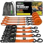 RHINO USA Ratchet Straps Tie Down Kit, 5,208 Break Strength - Includes (4) Heavy Duty Rachet Tiedowns with Padded Handles & Coated Chromoly S Hooks + (4) Soft Loop Tie-Downs