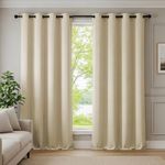 Urban Space Blackout Curtains, 7 feet Long Set of 2 Curtains, 80-85% Blackout Curtain with Eyelet and Tieback, Thermal Insulated Curtain for Living Room (Door 7 feet, Beige)