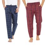 XYXX Men's Checkered Pyjama Bottom Pack of 2 (XYPYJM2PCKN42XL_Red & Blue_XL_Red & Blue_X-Large)