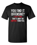 You Find It Offensive? I Find It Funny Sarcastic Witty Novelty Funny T Shirt, Black, 4X-Large