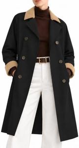 Orolay Women's Oversized Double Breasted Trench Coat Casual Barn Jacket Windproof Outerwear for Spring Fashion Black Large