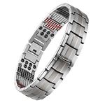 USWEL Titanium Bracelet for Men Black PVD Coating 591pcs Minerals Magnetic Bracelet for Men, 8.5 inches, no gemstone