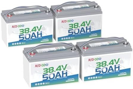 Redodo 36V Trolling Motor Lithium Battery 50Ah with Low-Temp Protection, Deep Cycle Group 31 LiFePO4 Battery for Trolling Motors, Yacht, Marine, Boat, Golf Cart, 4 Pack