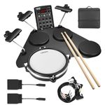 LEKATO Electronic Drum Set, Portable Electric Drum Set for Beginner with Quiet Mesh Snare Drum Pads, 220+ Sounds, USB MIDI, 2 Switch Pedal, Electric Drum Kit with Sticks, Travel Bag