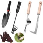 GAOHAN 4 Pack Weed Puller Portable weeding Tools for Garden Uprooting Weeding Tool Garden Hand Weeder with gloves for Vegetable Gardening Backyard Farm Planting & Weeding