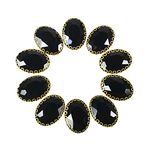 EmbroideryMaterial Oval Shape Sew on Glass Crystal Stone, Glass Gem Stone for Embroidery, Clothes, Craft, Jewellery Making etc, Flat Back Setting (Black, 13 * 18 MM, 10 Pieces)