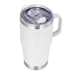 VEGOND 20 oz Tumbler with Handle Lid and Straw, Stainless Steel Insulated Travel Coffee Mug Spill Proof Double Wall Metal Tumbler Cup Keeps Drink Hot and Cold, White 1 Pack