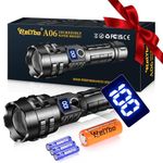 Relybo Torches LED Super Bright, Rechargeable Torch 450000 lumens, LED Torch Rechargeable XPH90.2, Tactical Torch Battery Powered, Powerful Flashlight Zoomable for Dog Walking Hiking Emergency Gift