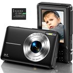 Digital Camera 1080P Kids Camera 44MP HD Compact Digital Camera Photo Camera Digital Camera Cheap with 2.4" Screen 16X Digital Zoom and 1 Battery for Girls, Boys, Beginner-Black (No Card)