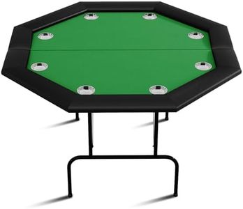 GarveeLife Octagon Poker Table with 8 Stainless Steel Cup Holders, Casino Leisure Table for 8 Players, Blackjack Gaming Table with Water-Resistant Cushioned Rail