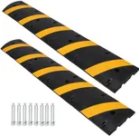 6 Ft Rubber Speed Bump, 2 Pack 2 Channel Modular Heavy Duty Speed Bumps Humps 25000 lbs Load Capacity, Cable Protector Ramp for Asphalt Concrete Gravel Driveway Road