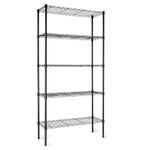 amazon basics Height Adjustable 5-Shelves Heavy Duty Rack - Black Chrome Finish (Steel)