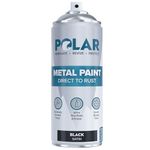 Polar Direct to Rust Satin Black Metal Spray Paint - 400ml - Perfect for Metal, Wood, Furniture, Rust - Outdoor & Indoor Surfaces - Easy to Apply - 3 in 1 Primer, Undercoat & Topcoat