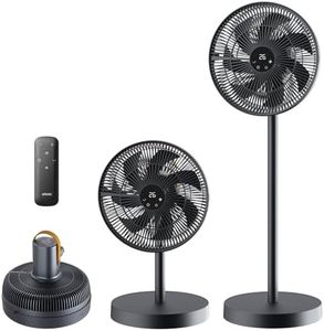 shinic 14" Standing Fan for Bedroom with Remote, Portable Foldable Fan for Compact Storage Oscillating Tabletop & Pedestal Fans with 3 Speed/Mode Touch+Remote Control 12H Timer Floor Fan Office Home