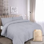 King Size Duvet Cover Set, 1000 TC 3 Pc Quilt Cover Set, Light Grey Bedding Set, 100% Egyptian Cotton Duvet Covers, (1 Duvet Cover King Size, 2 Pillowcases), Luxury Egyptian Cotton Bedding.