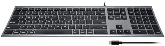 Macally Ultra-Slim USB-C Wired Computer Keyboard for USB Type-C Apple MacBook Pro/Air Laptops, iMac Pro Desktops - Plug and Play - No Drivers (Space Gray)