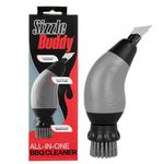 Sizzle Buddy BBQ Brush with Scraper - Stainless Steel BBQ Cleaning Brush - Safe, Durable, Heatproof Bristles - Easily Removes Grease & Food - No Scratch Cleaning Accessory