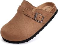 Torotto Kids Suede Clogs Cork Footbed Toddler Slippers with Arch Support & Adjustable Straps for Boys Girls Indoor & Outdoor (JC-Khaki, 32)