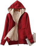 Yeokou Women's Casual Winter Warm Sherpa Lined Zip Up Hooded Sweatshirt Jacket Coat (XX-Large, WineRed001)