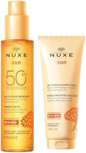 Nuxe Sun Huile Solaire Bronzante Visage et Corps SPF50 150 ml + Lait Fraîcheur Après-Soleil Visage et Corps 100 ml Offert