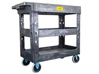 Plastic 3 Shelves Heavy Duty Utility Cart Service Cart, 550lbs Capacity, 34.5" X 16.7" - Pake Handling Tools