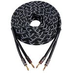 HannLinte 12AWG Speaker Cable (25 Feet), 1 Pack Premium Heavy Duty Braided Speaker Wire with Dual Gold Plated Banana Plug in-Wall CL2 Rated, Oxygen-Free Copper (Black)