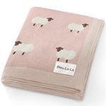 Bleu La La Luxury Knit Baby Receiving Blanket - 100% Cotton Soft Cozy Lightweight Receiving Swaddler Crib Stroller Blanket for Shower Gift Registry for Newborns Infants Toddlers (Sheep - Light Pink)