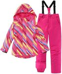 Hiheart Girls Winter Ski Jacket & Pants Set 2-Piece Snowsuit Color Stripe 4-5