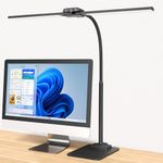 KableRika LED Desk Lamp for Office, Double Head Desk Lamp with Base, Dimmable Architect Desk Light, Eye Caring Monitor Light Bar with Timer, Task Lamp for Work Study Read Home Office Lighting