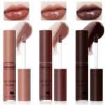 HOSAILY 3 Colors Lip Butter Gloss, Hydrating Lip Glow Oil Lip Glaze, Brown Sugar Nourishing Lip Tinted Gloss Lip Care, Non-Sticky Long Lasting Lip Plumper Gloss Makeup (4+11+13)