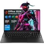 TPV 15.6" Laptop Computer (Intel Core i5 / 16GB RAM/ 512GB SSD), MS Office 2024, FHD Display with 100% sRGB Color Gamut, Windows 11 Pro Notebook PC with Dual Band Wi-Fi, Webcam (Silver)