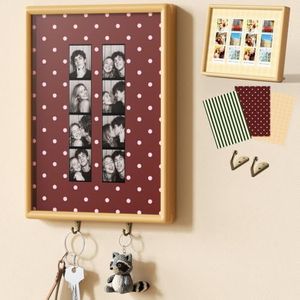 Photo Booth Strip Frame with Key Hooks & Mats Fit 1.5x8 2x8 2x6 Pictures